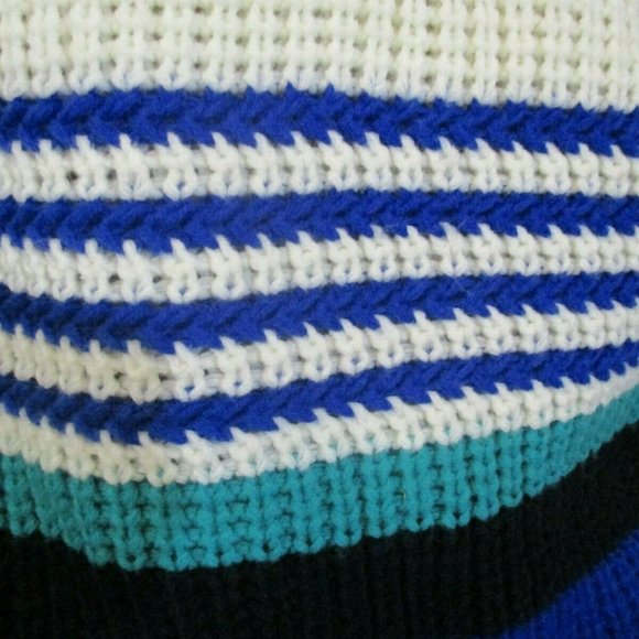 Vintage Crew Neck Striped Pullover Sweater 90s Y2K - Picture 4 of 11